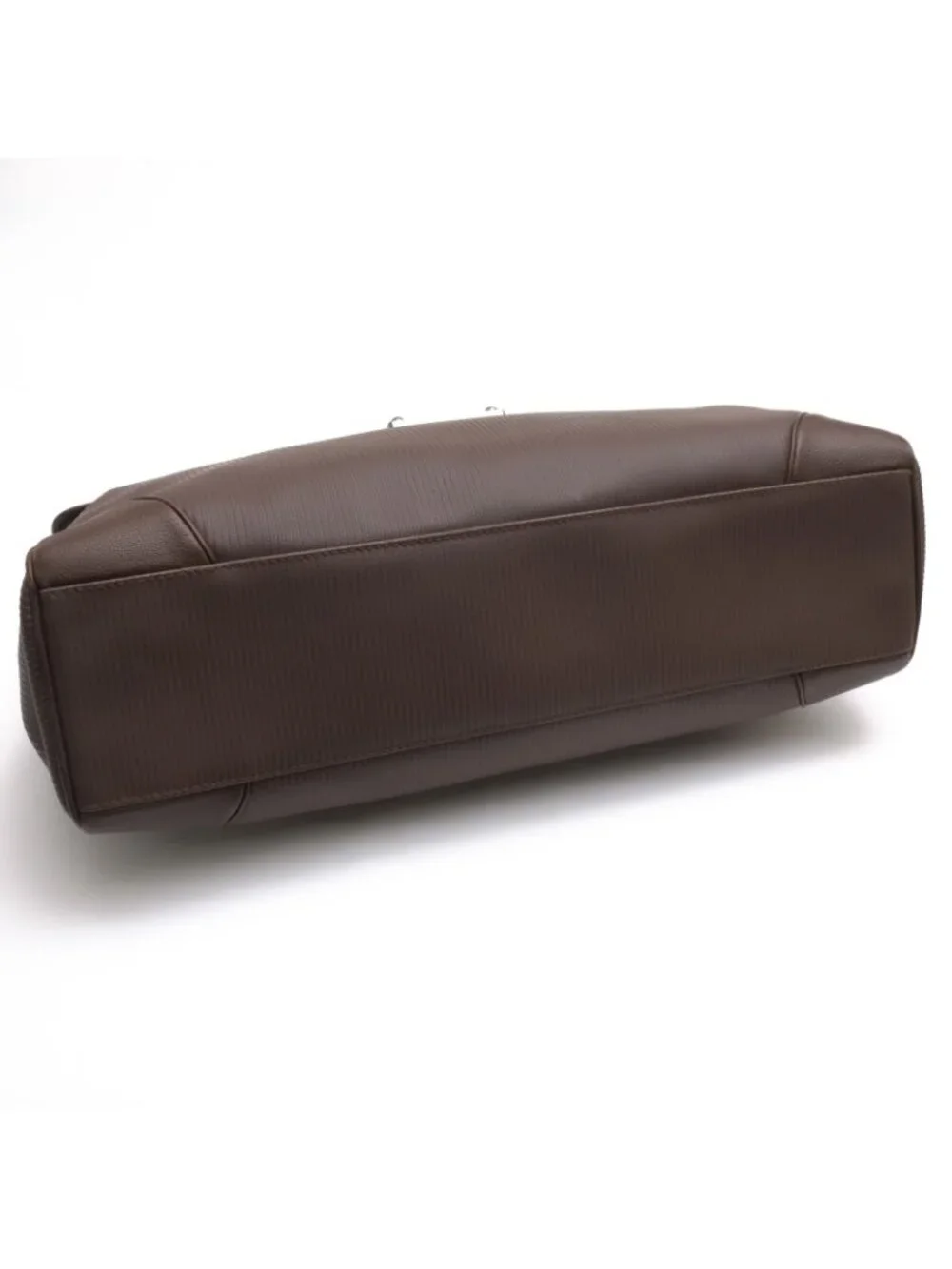 Bvlgari Briefcase Business Leather Dark Brown Mille Righe